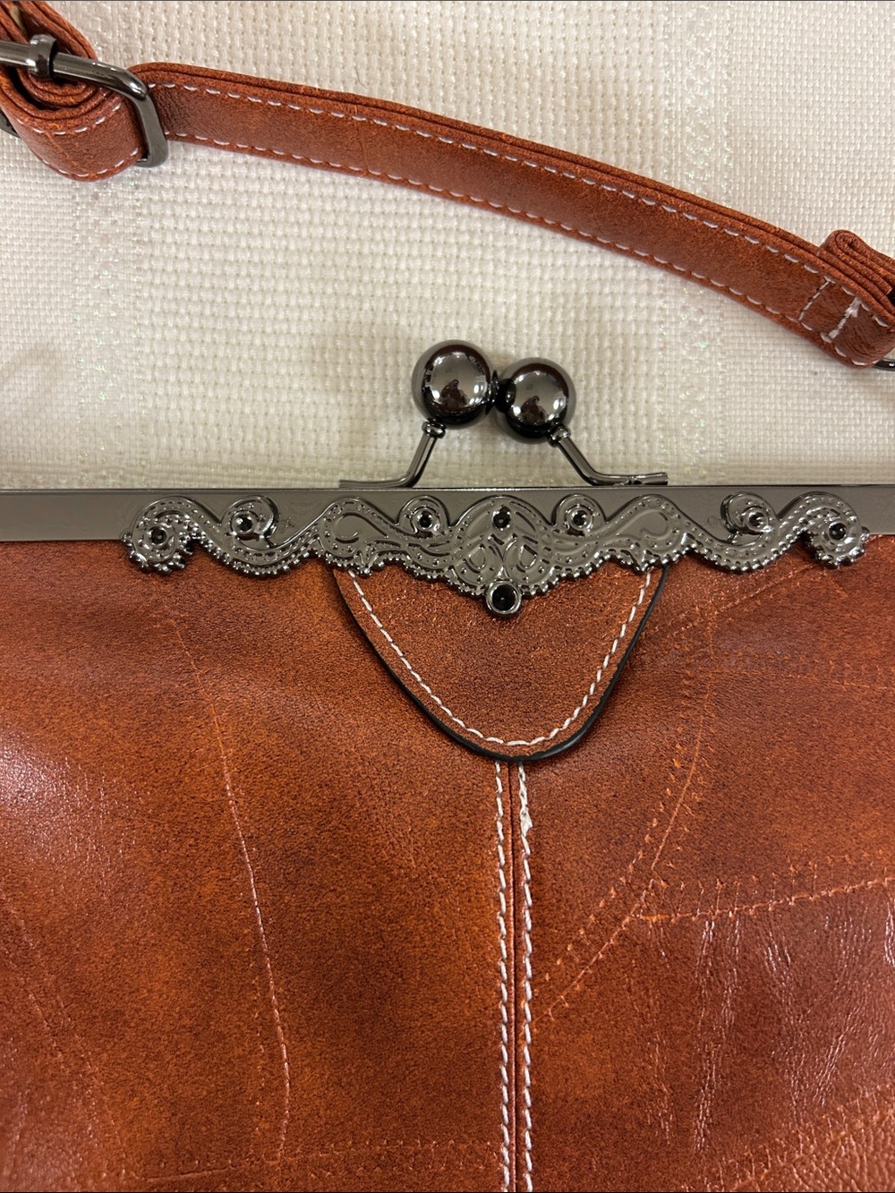 Classic Rustic Brown  faux Leather Crossbody Bag image 2